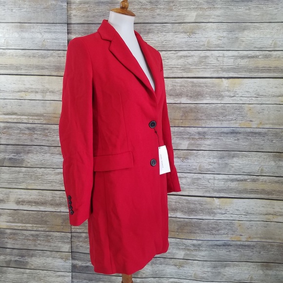 NWT Zara Red Tailored Masculine Coat - Picture 7 of 8
